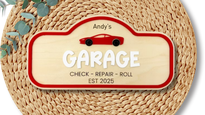PeppaTree Designs wall sign featuring a Papa Garage theme, with bold lettering and a vintage-inspired design for garage decor.