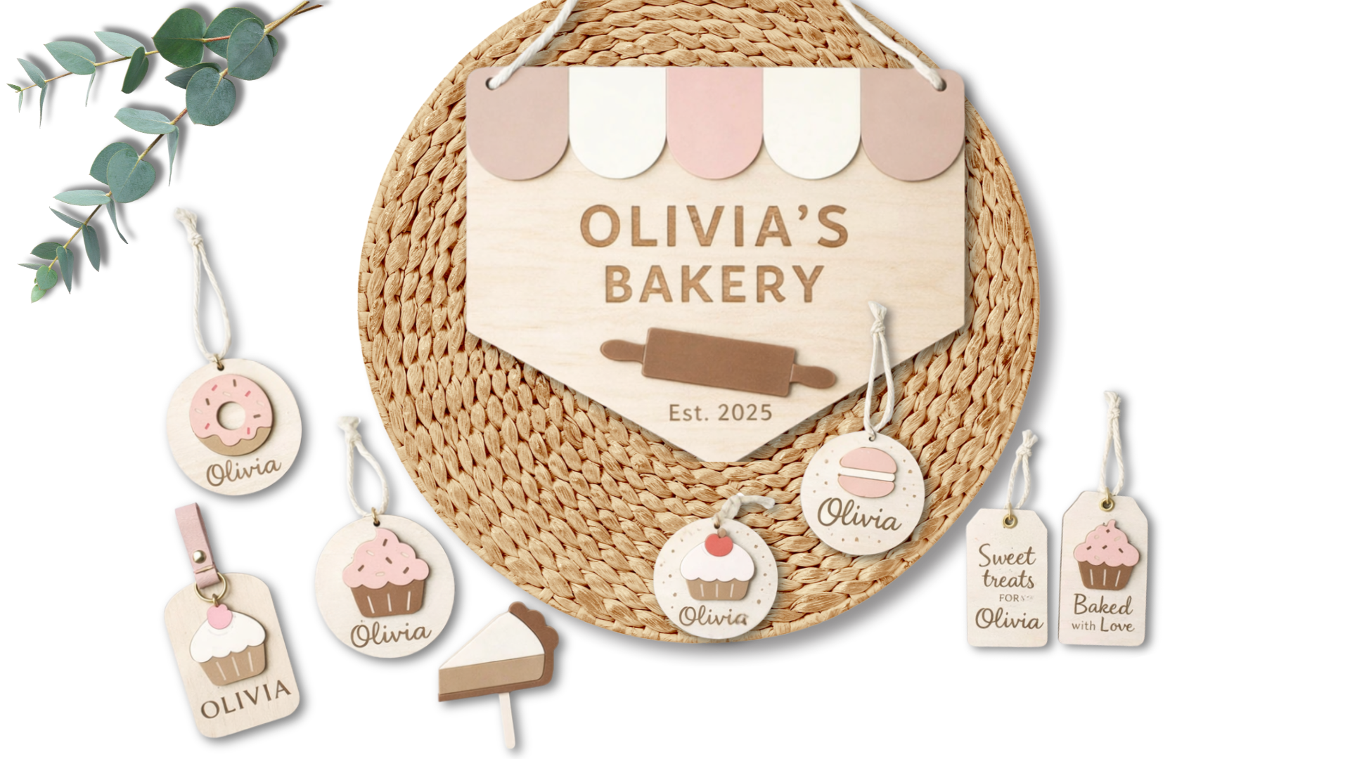 Custom bakery cake topper by PeppaTree Designs, featuring a decorative cake topper mockup for special occasions.