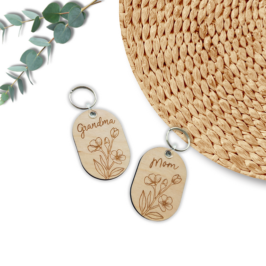 Personalised floral keychain wall sign by PeppaTree Designs featuring a decorative floral design and custom text.