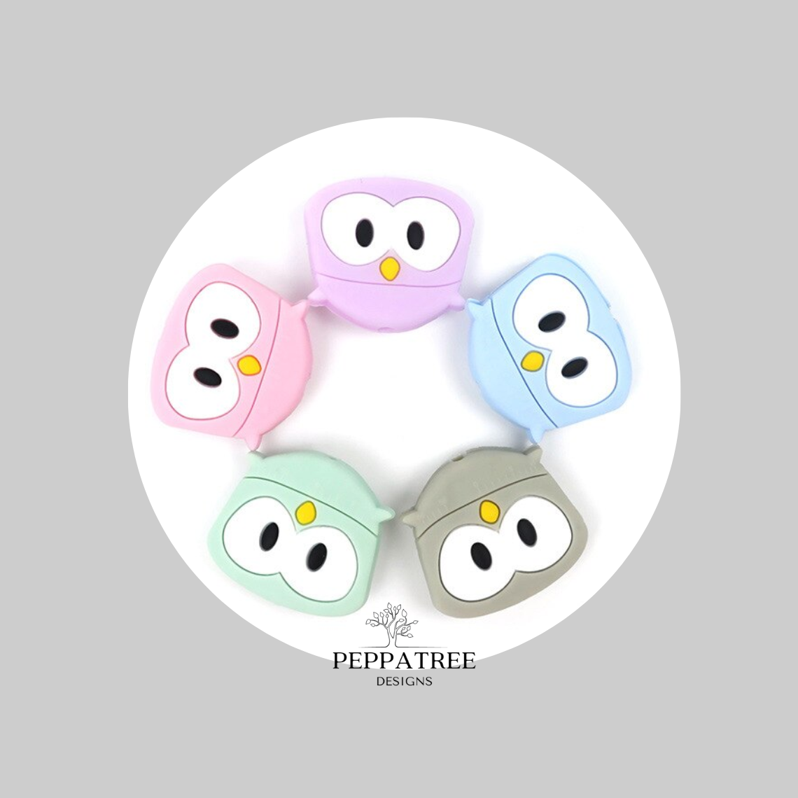 Owl Face Silicone Bead | 1pce - PeppaTree Design Store