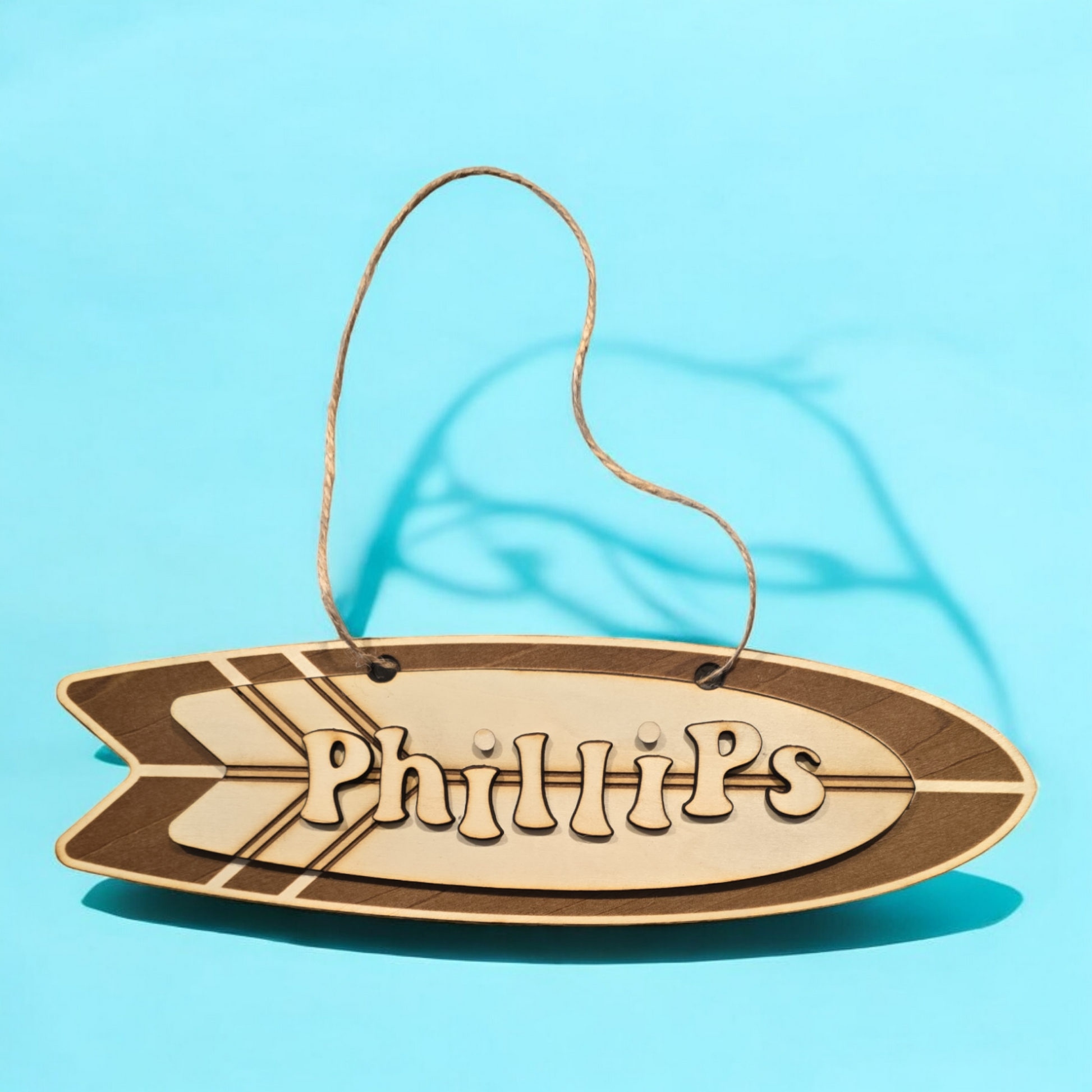 3D Surfboard Personalised Name Door Sign - PeppaTree Designs
