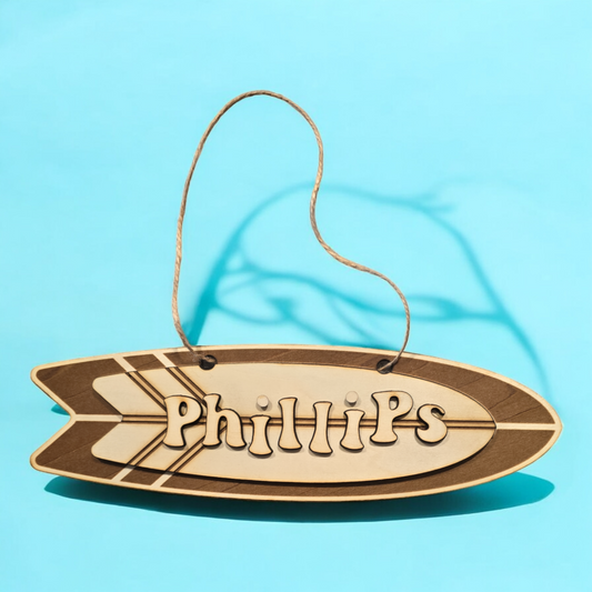 3D Surfboard Personalised Name Door Sign - PeppaTree Designs