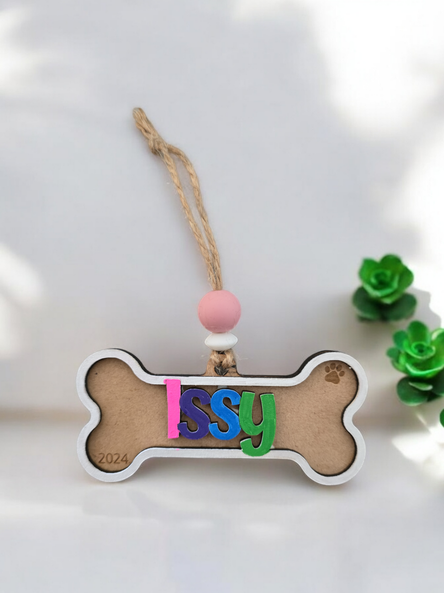 pet dog bone ornaments personalised Christmas ornament PeppaTree Designs
