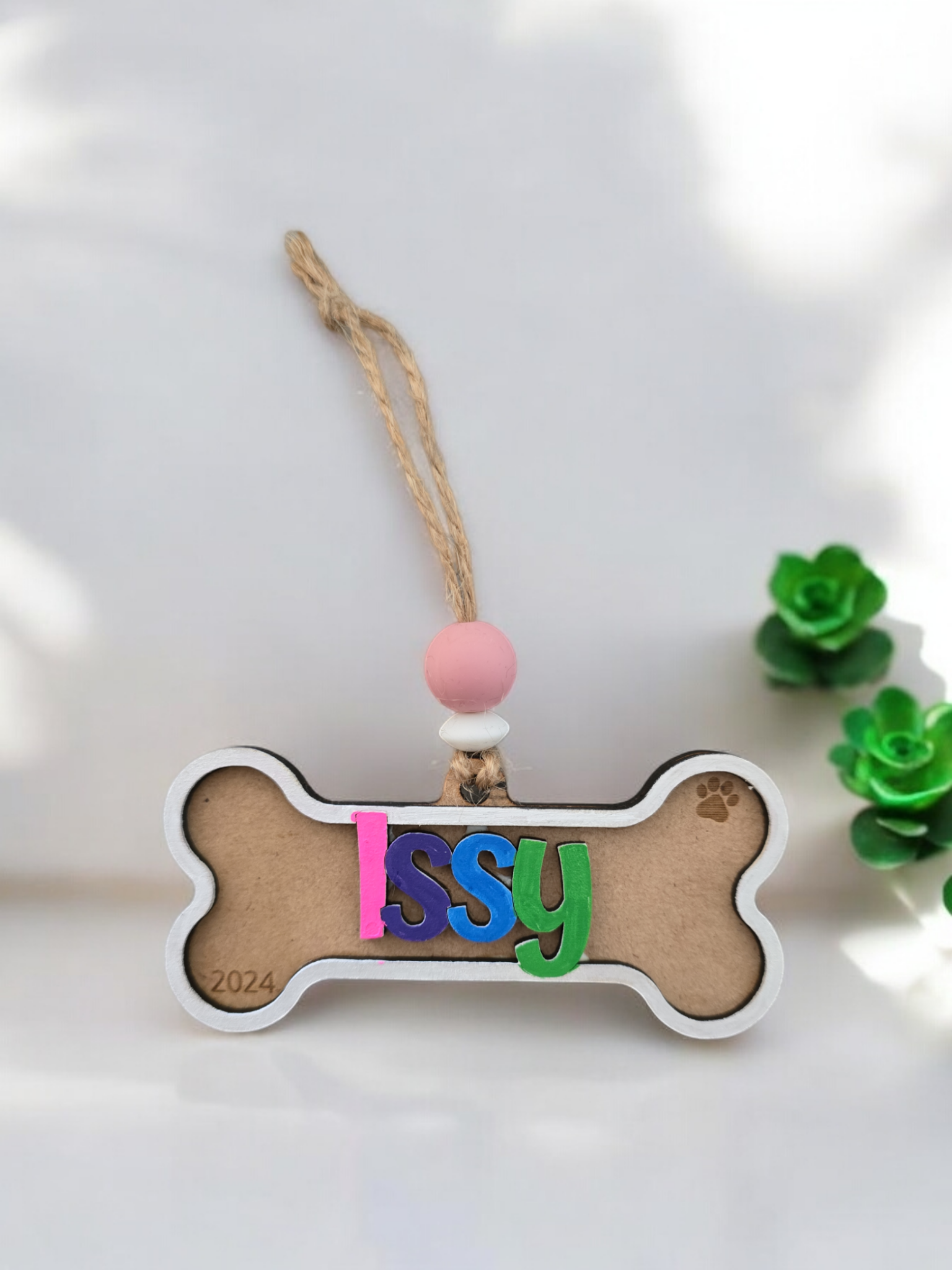 pet dog bone ornaments personalised Christmas ornament PeppaTree Designs