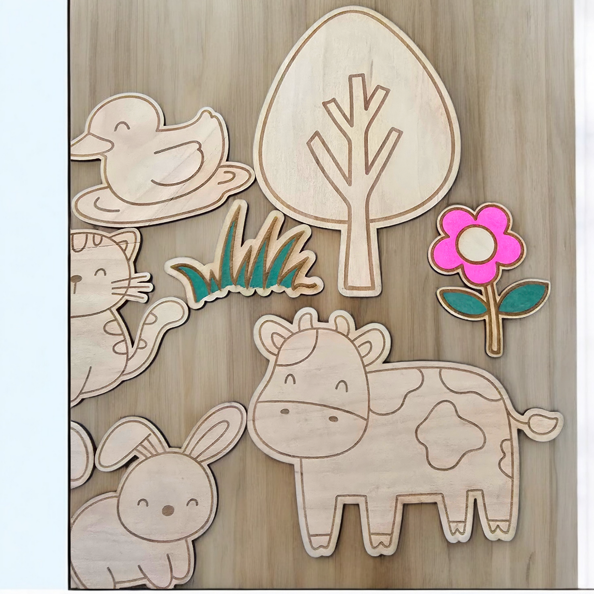 Farm Animals Play Scene Set - Colouring Set - PeppaTree Designs
