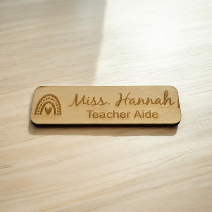 Wooden Name Badge | Magnetic Name Badge - PeppaTree Designs