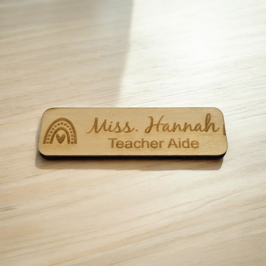 Wooden Name Badge | Magnetic Name Badge - PeppaTree Designs