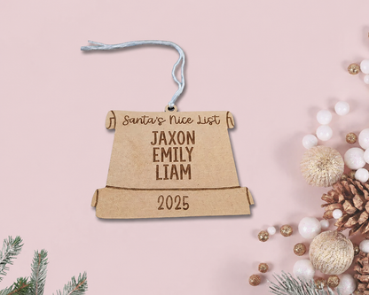 Santa's Nice List Scroll Ornament - Personalised