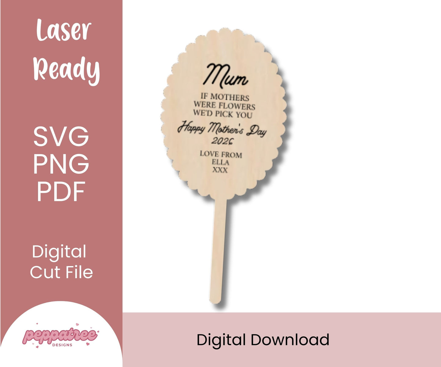 Mother's Day | Custom Name Scalloped Marker | If Mothers Were Flowers Collection Keepsakes - PeppaTree Designs