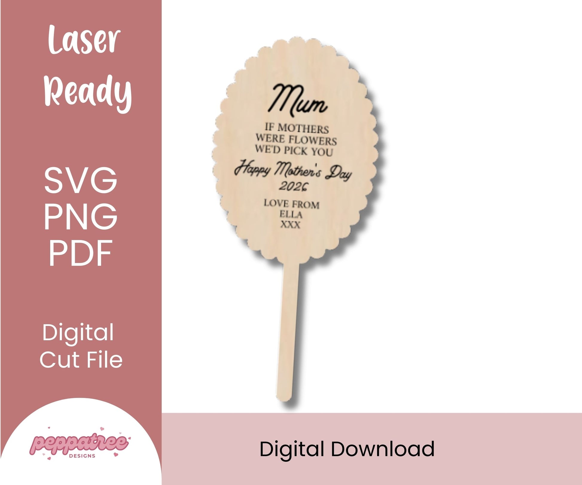 Mother's Day | Custom Name Scalloped Marker | If Mothers Were Flowers Collection Keepsakes - PeppaTree Designs