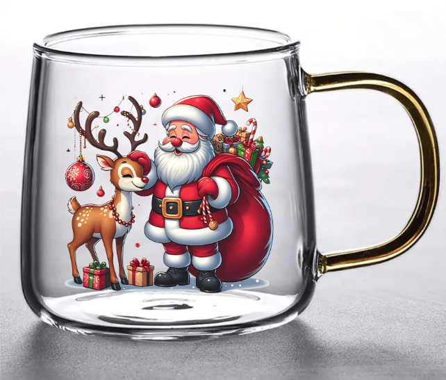 Santa Cute Christmas UV DTF Transfer | DiY Transfer Stickers