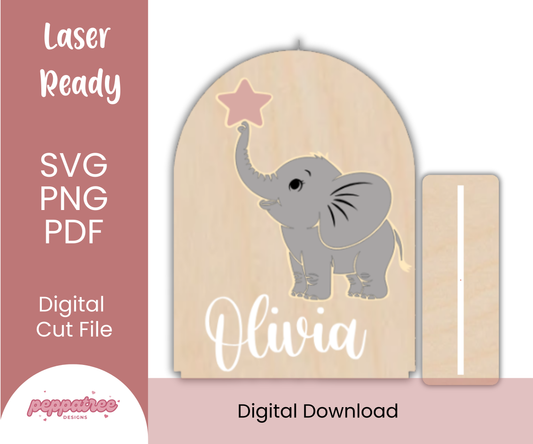 Elephant Nursery Decor | Custom Baby Name Shelf Stand - PeppaTree Designs