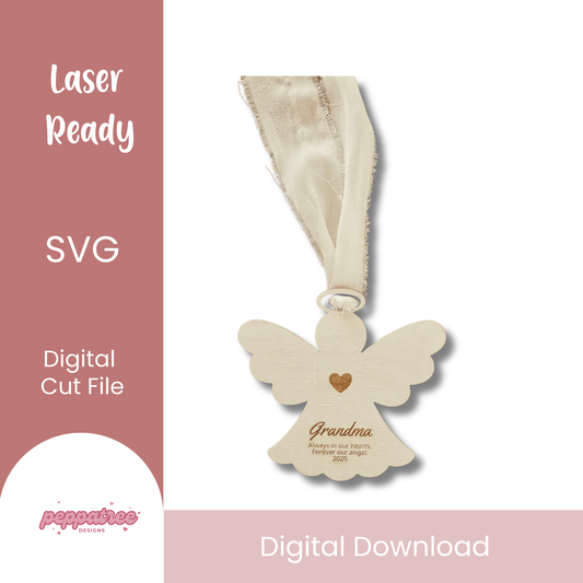Angel Memorial Grandma SVG | Family Remembrance Laser Cut File (Digital)