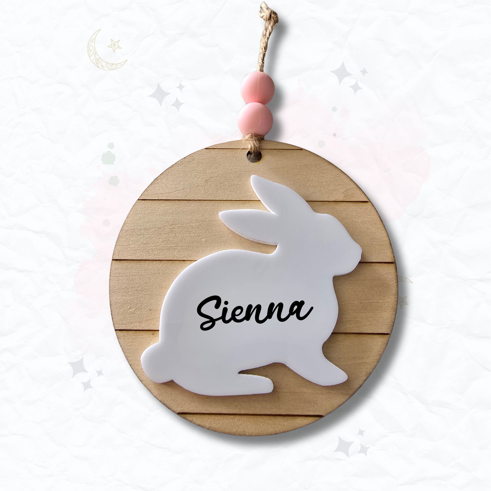 Easter - Shiplap Easter Bunny Custom Name Tag - PeppaTree Designs