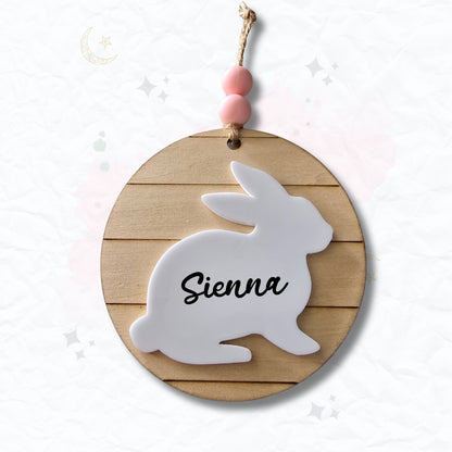 Easter - Shiplap Easter Bunny Custom Name Tag - PeppaTree Designs