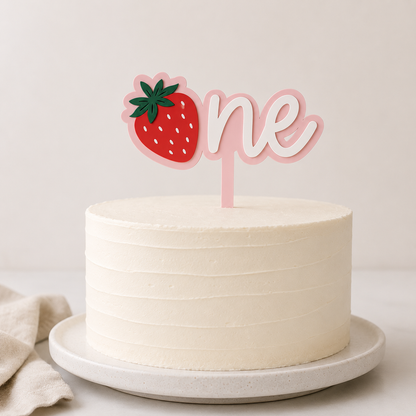 Strawberry One Birthday Cake Topper