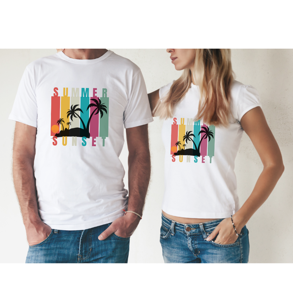 Summer Sunset Palm Trees T Shirt - PeppaTree Design Store