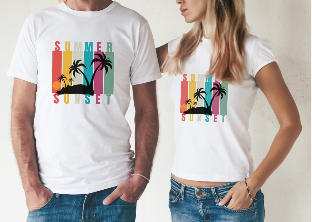 Summer Sunset Palm Trees T Shirt - PeppaTree Design Store