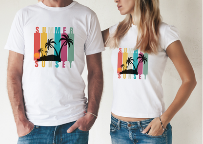 Summer Sunset Palm Trees T Shirt - PeppaTree Design Store