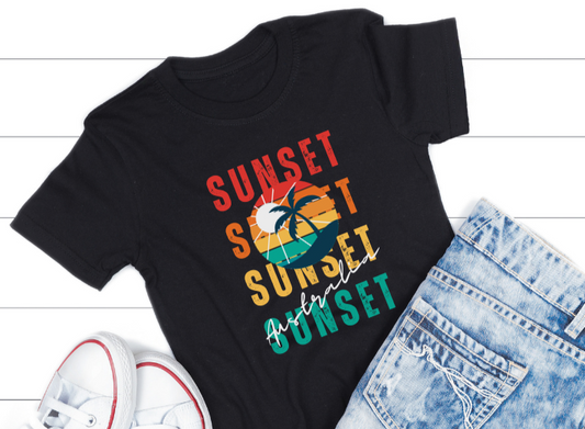 Sunset Palm Trees Australia T Shirt - PeppaTree Design Store