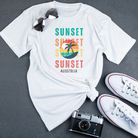 Summer Sunset Palm Trees Australia T Shirt - PeppaTree Design Store