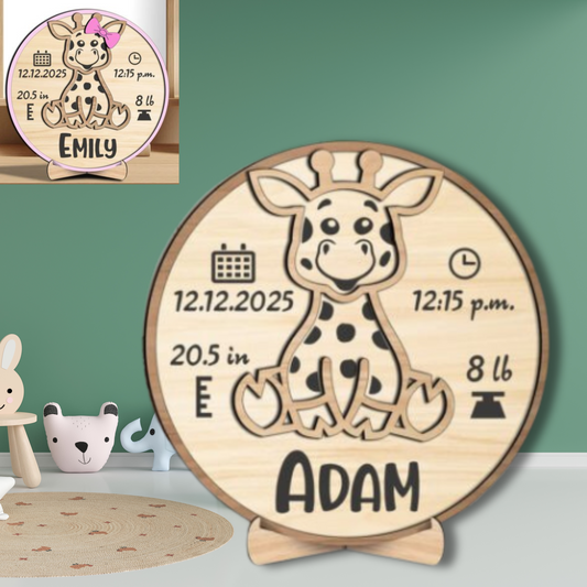 Giraffe Baby Announcement Sign - PeppaTree Designs