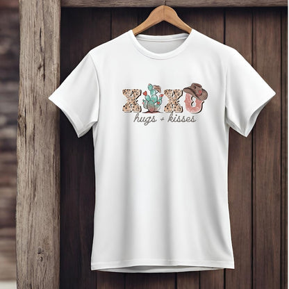 XOXO Hugs and Kisses Western Valentine T Shirt - PeppaTree Design Store