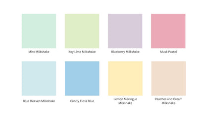 Color swatches with names labeled on a white background