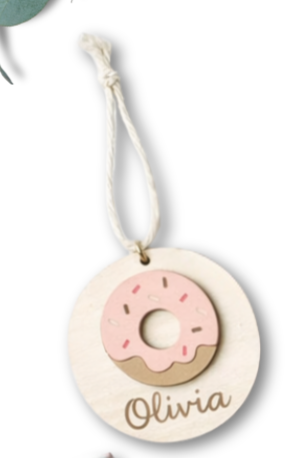 Custom bakery gift tags featuring cake toppers from PeppaTree Designs, with decorative bakery-themed ornaments and labels.