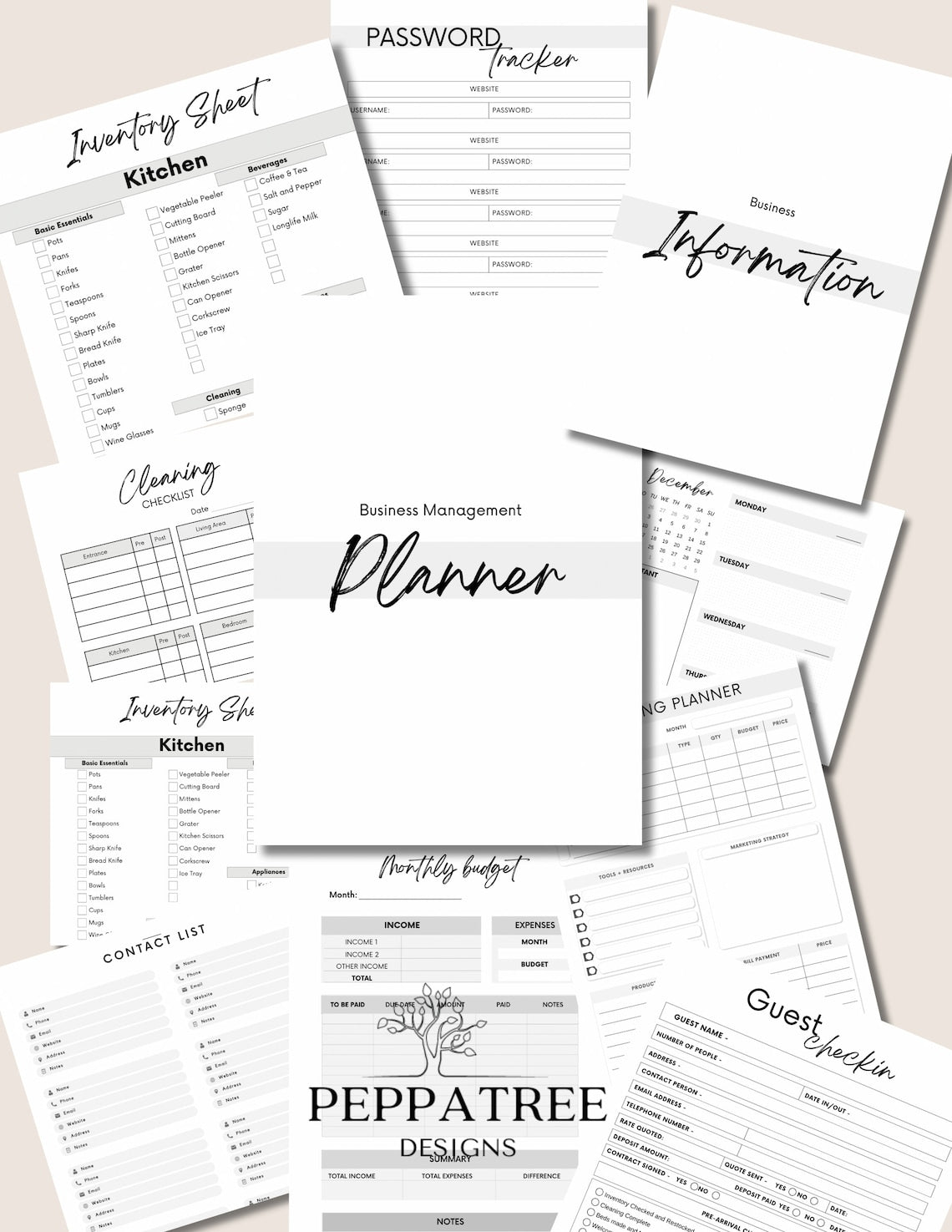 Airbnb Minimalist Host Management Planner | PDF Downloadable Planner - PeppaTree Design Store