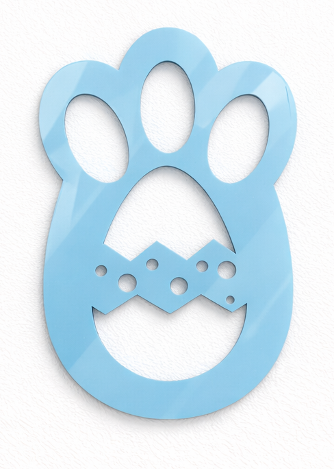 Acrylic Easter Bunny footprint stencil by PeppaTree Designs, featuring realistic bunny paw print for holiday crafts and decorations.