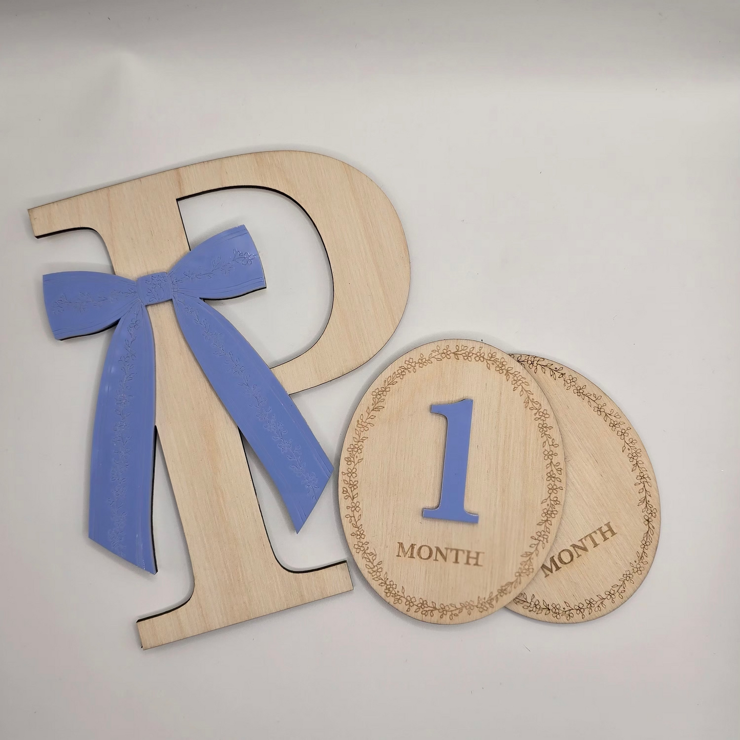 floral bow baby milestone discs baby shower gift