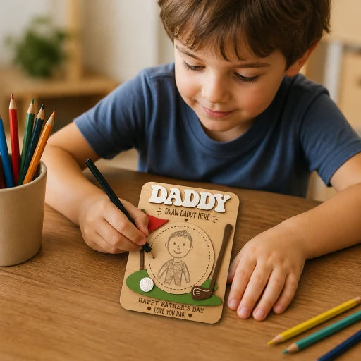 Golf-themed Father's Day keepsake by PeppaTree Designs featuring a decorative design with golf elements and a heartfelt message.