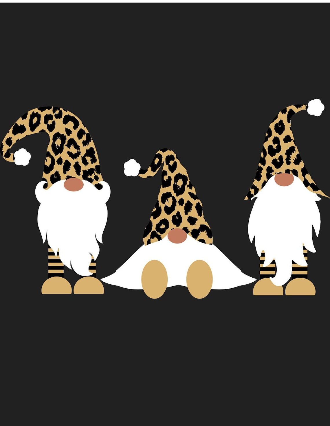 Christmas Leopard Gnomes DTF Transfer | Full Colour Ready To Press - PeppaTree Design Store
