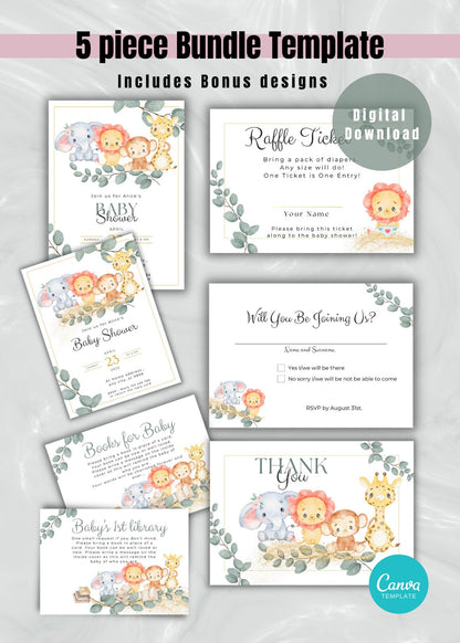 Safari Animal Baby Shower Welcome Sign - PeppaTree Designs