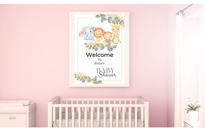 Safari Animal Baby Shower Welcome Sign