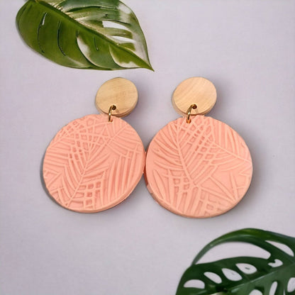 Coastal Leaf Polymer Clay and Wood Dangle Earrings | Various Styles - PeppaTree Design Store