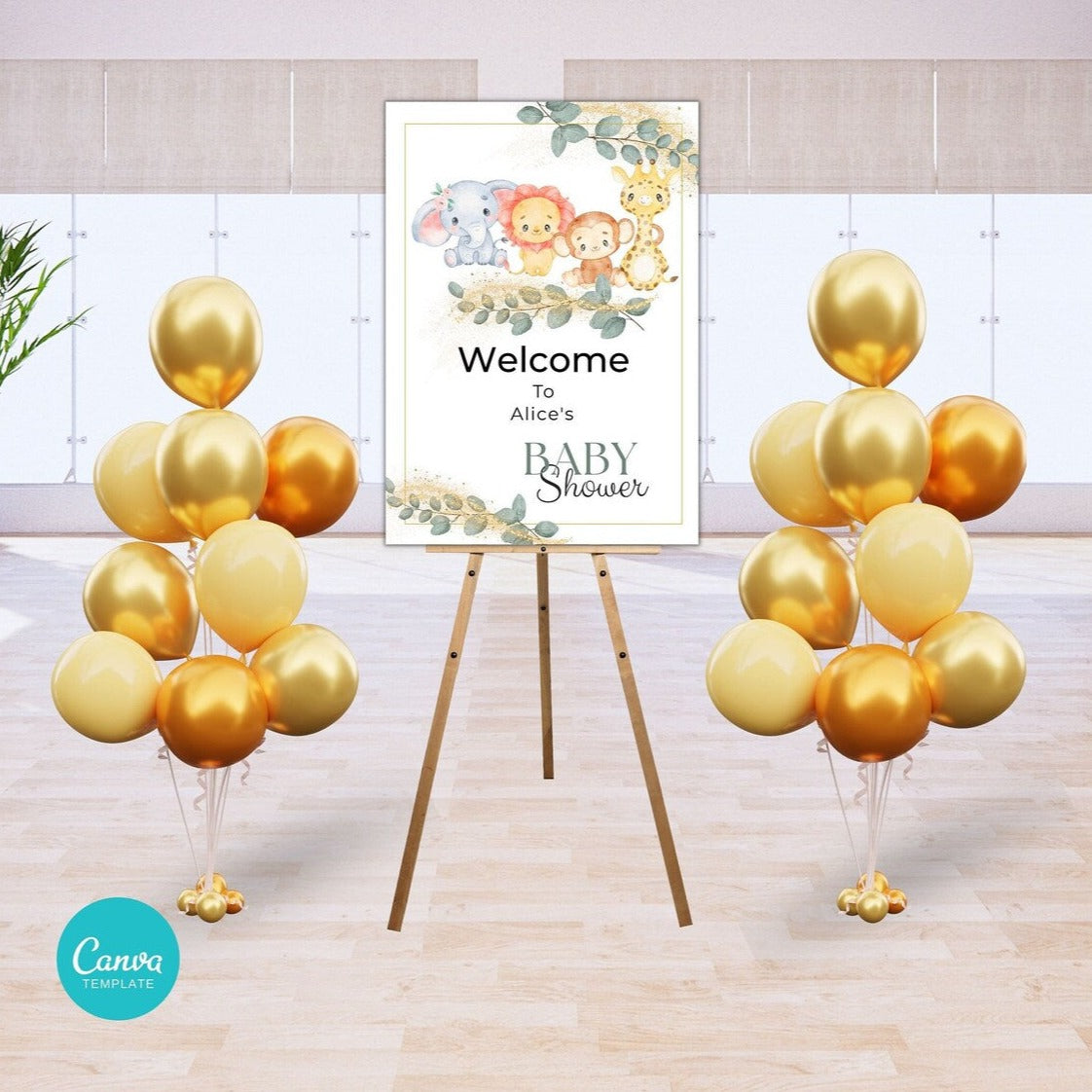 Safari Animal Baby Shower Welcome Sign