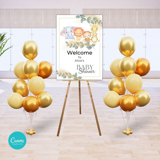 Safari Animal Baby Shower Welcome Sign - PeppaTree Designs