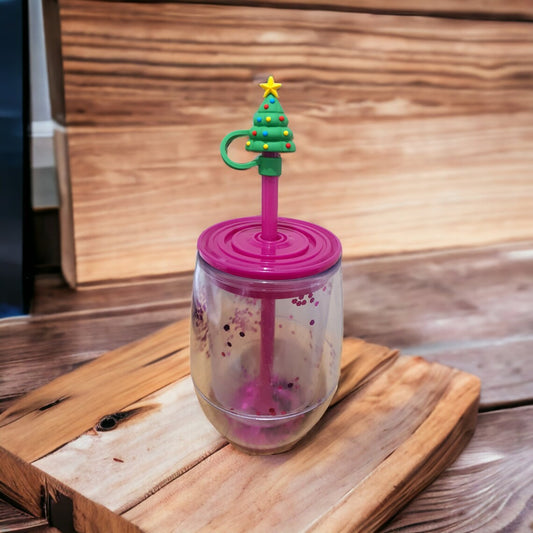 Christmas Reusable Cup Straw Toppers - PeppaTree Design Store