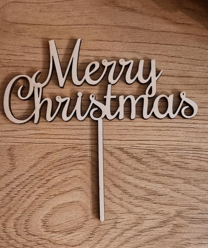 Merry Christmas Cake Topper | Christmas Party Decoration | Holiday Cake Topper Laser Cut | Festive Baking