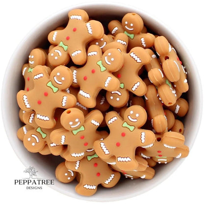 Gingerbread Man Silicone Beads 30mm | AU | 2 pack