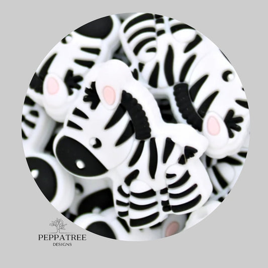 Zebra Silicone Bead | 1 piece - PeppaTree Design Store