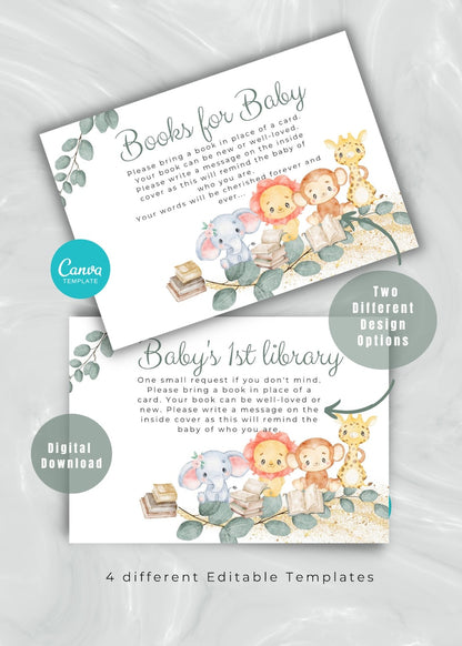 Safari Animal Baby Shower Invitation Bundle Set