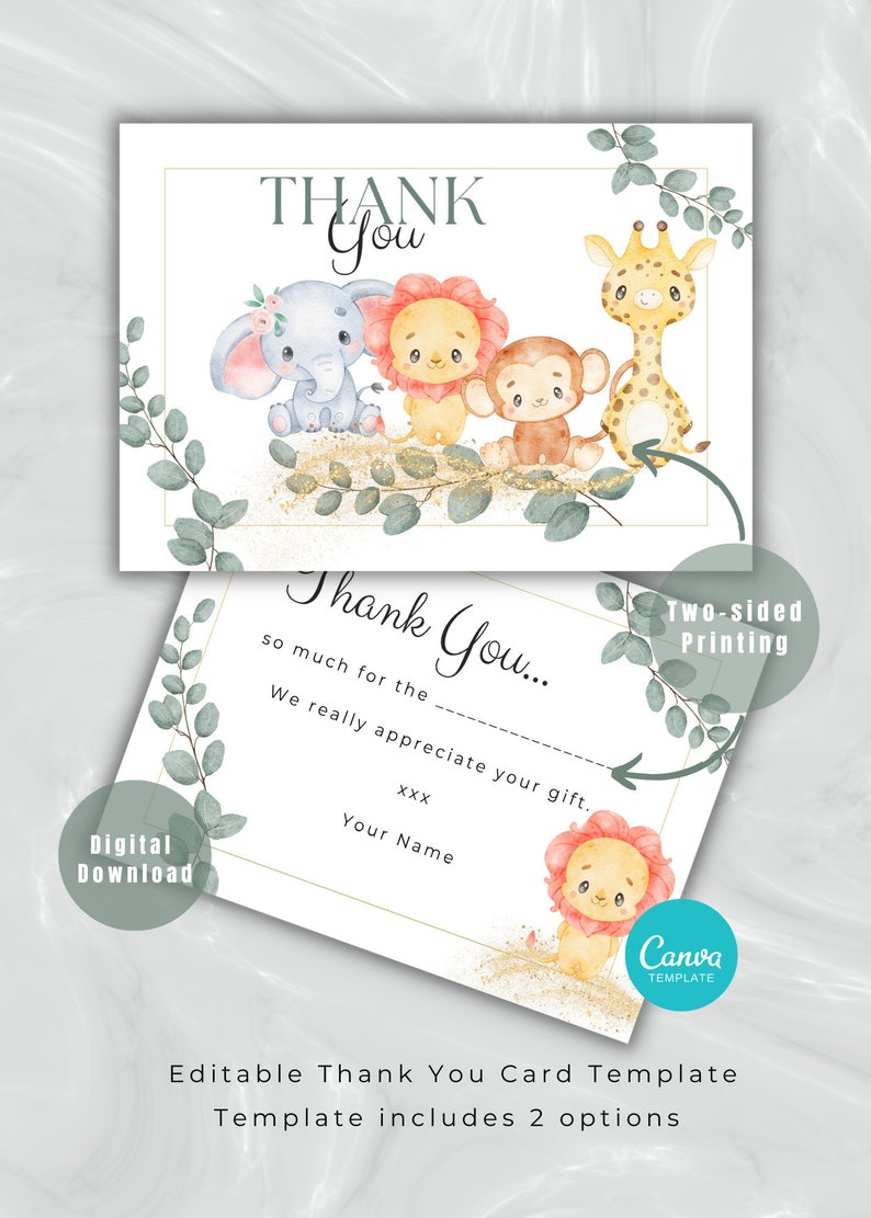 Safari Animal Baby Shower Invitation Bundle Set