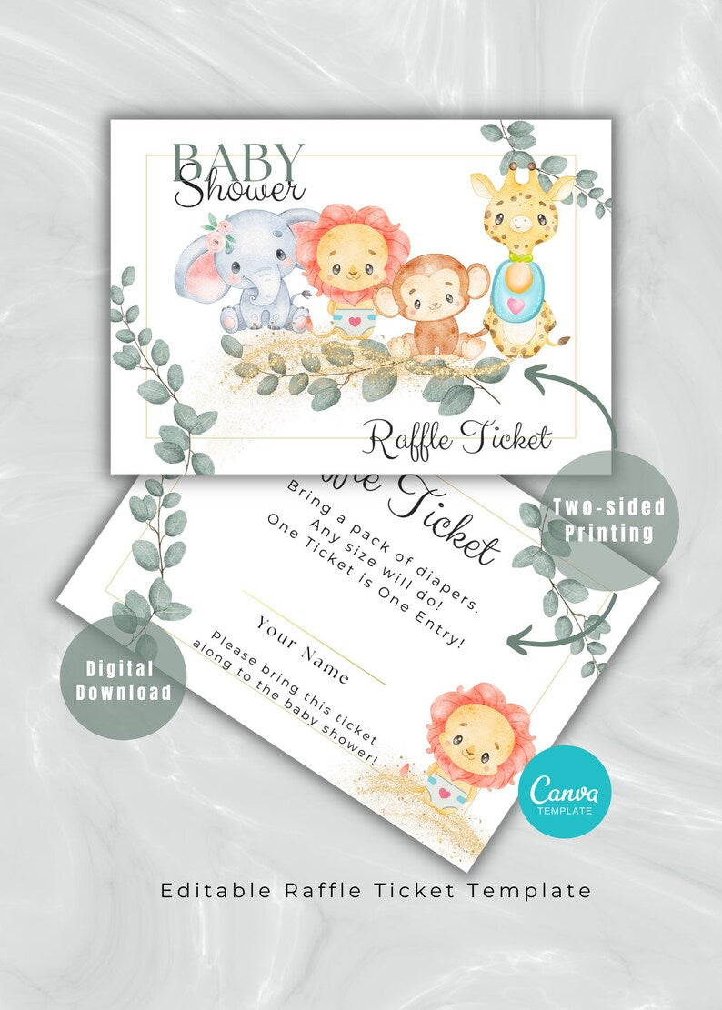 Safari Animal Baby Shower Invitation Bundle Set - PeppaTree Designs