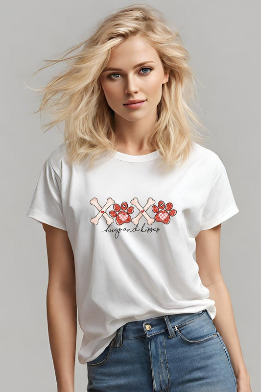 XOXO Hugs and Kisses Bones & Paws T Shirt - PeppaTree Design Store