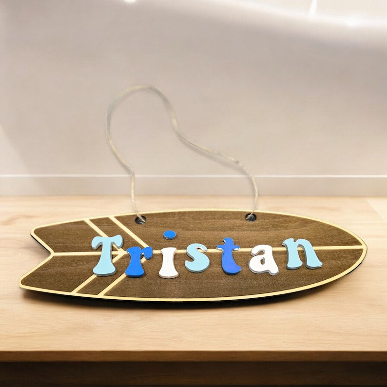 Personalised 3D Surfboard Name Door Sign - PeppaTree Designs