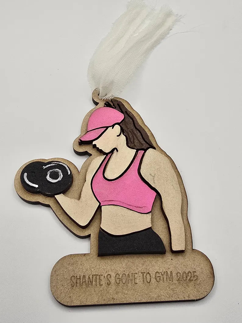 Gone to Gym Ornament - Girl - Digital - PeppaTree Designs