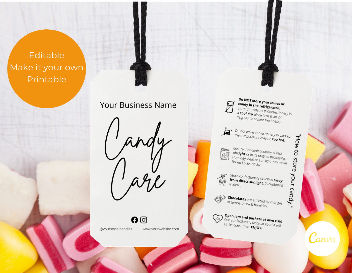 Candy Care Tags - Confectionary Candy Hang Tags #0405 - PeppaTree Designs